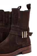 Woman Brown Zippered Suede Leather Boat | Derimod