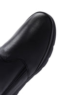 Women's Black Leather Zippered Boots | Derimod