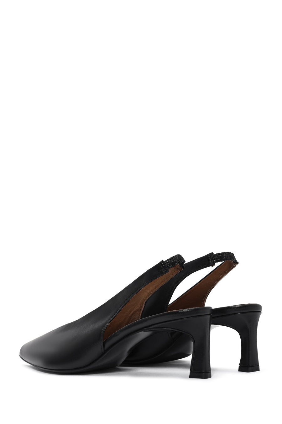 Women's Black Slingback Elastic Low Heel Leather Shoes