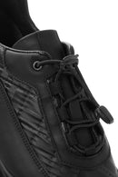 Men's Black Lace-up Thick-Sole Leather Sneaker | Derimod