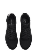 Women's Black Thick Heeled Lace-Up Leather Sneaker | Derimod