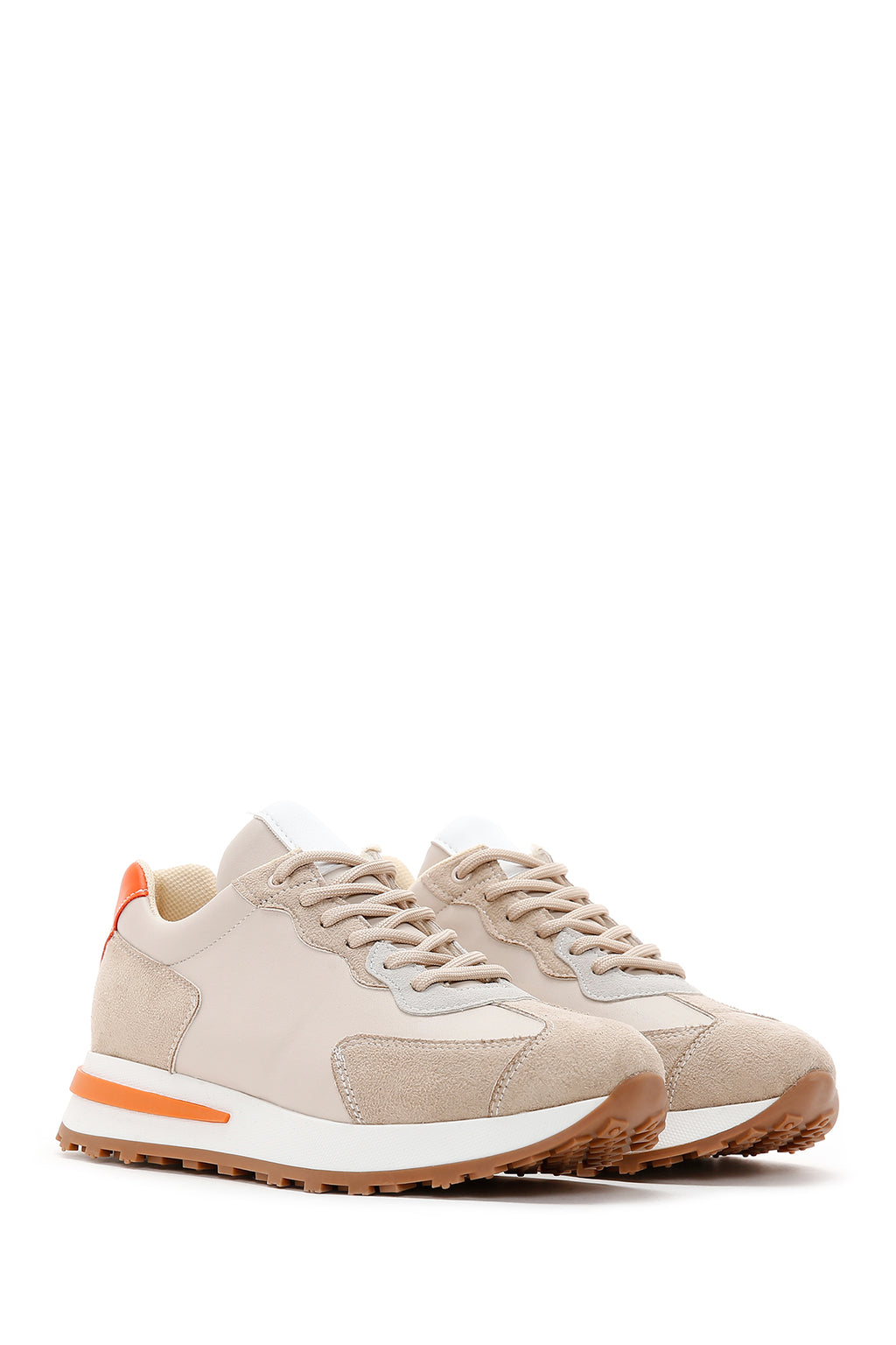 Kadın Bej Süet Detaylı Sneaker