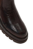 Woman Brown Thick-Soled Leather Chelsea Boots | Derimod