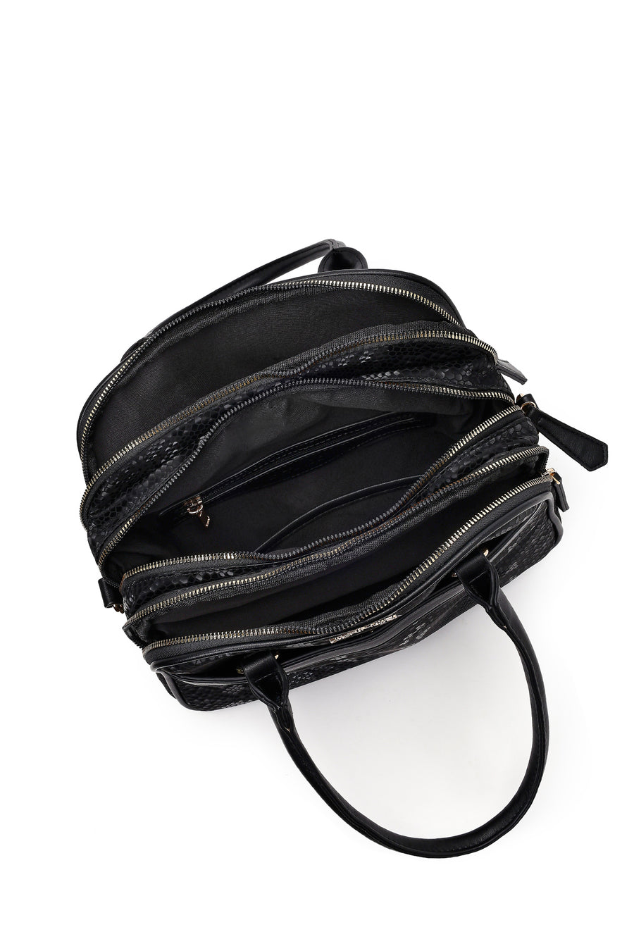 Woman Black Long-Strap Printed Shoulder Bag
