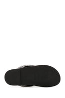 Women's Black Stone Flip Flops Flat Slippers | Derimod