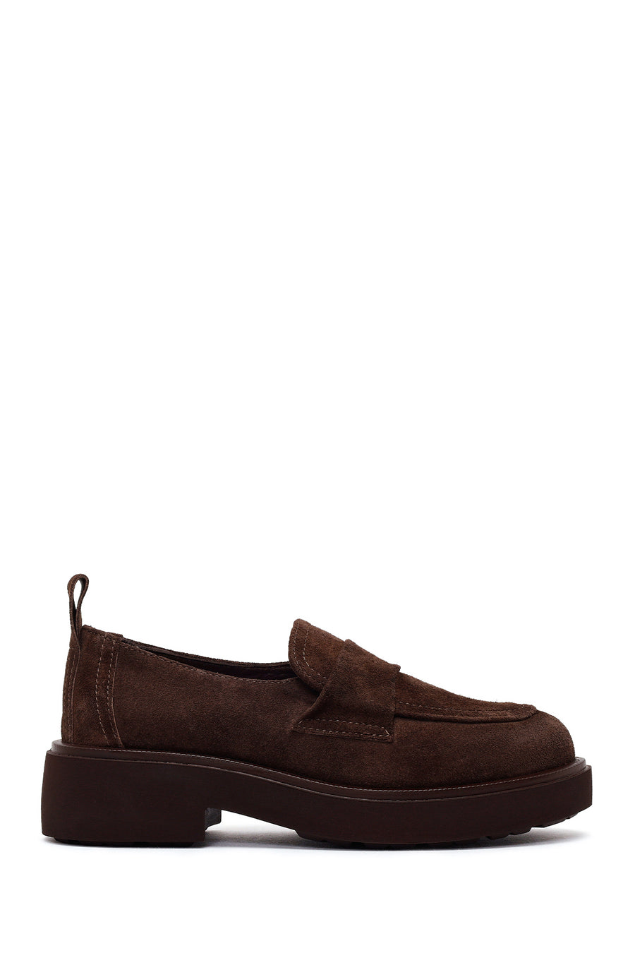 Woman Dark Mink Suede Masculine Loafer AF180003DS | Derimod