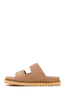 Women's Mink Double Buckle Suede Leather Slippers | Derimod