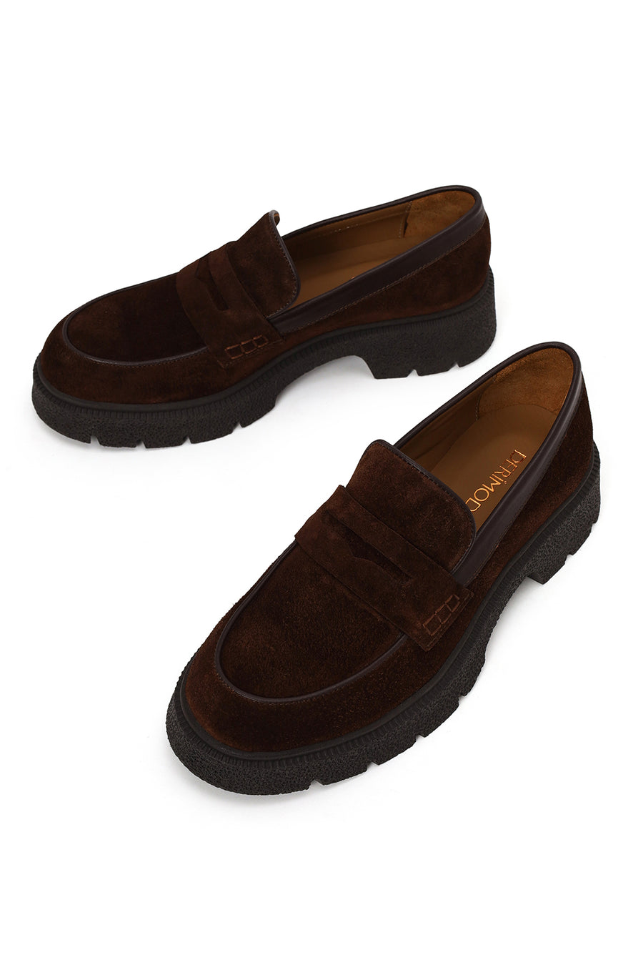 Woman Brown Thick-Soled Suede Masculine Loafer