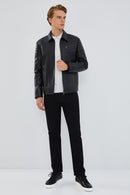 Travis Men's Black Leather Jacket | Derimod