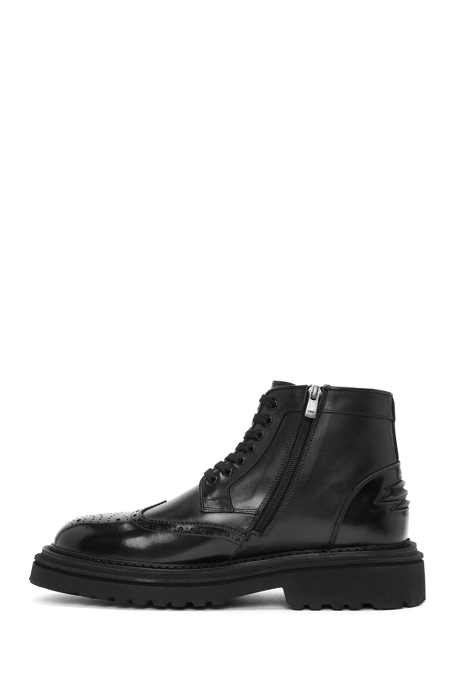 Men's Black Zippered Leather Casual Boots