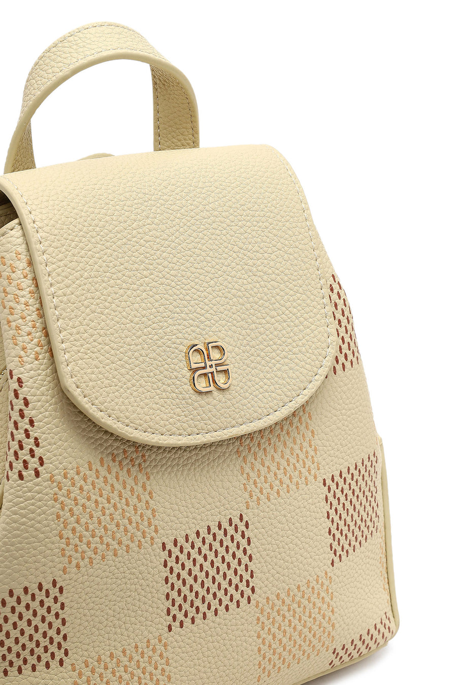 Women's Beige Printed Backpack