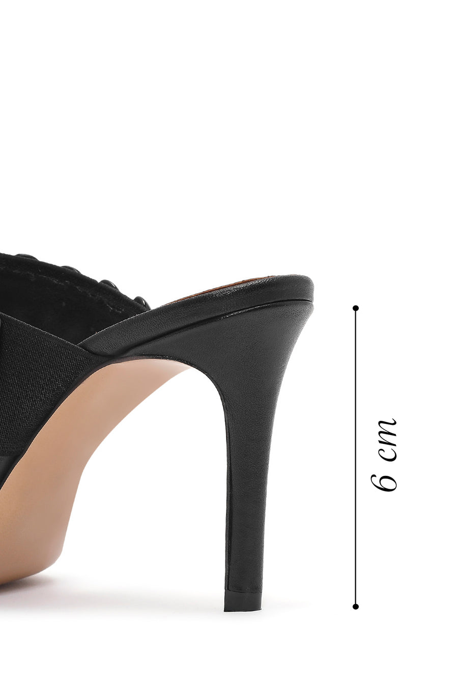 Women's Black Thin Heeled Leather Slippers