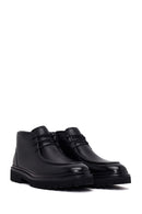 Male Black Zip Closure Lace-Up Leather Casual Boots | Derimod