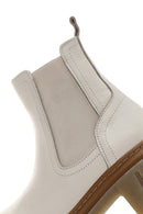 Women's Beige Leather Thick Soled Casual Chelsea Boots | Derimod