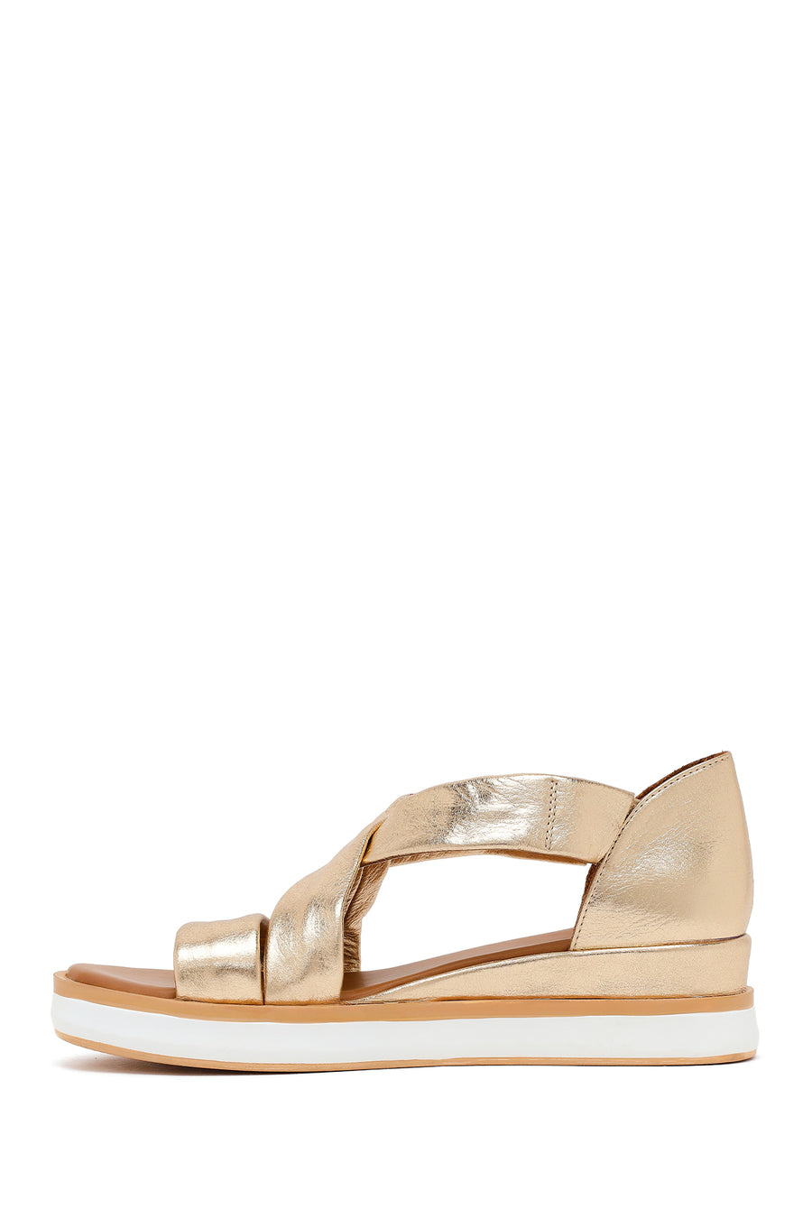 Women's Gold Chunky Metallic Leather Sandals