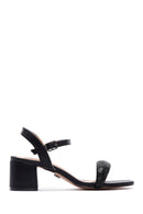 Women's Black Stone Thick Heeled Sandals | Derimod