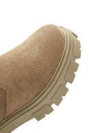 Women's Beige Zippered Thick Soled Suede Leather Boots | Derimod