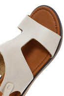 Women's Beige Ankle Strap Leather Bodrum Sandals | Derimod