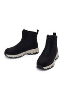 Woman Black Zip Closure Thick-Soled Fabric Boots | Derimod