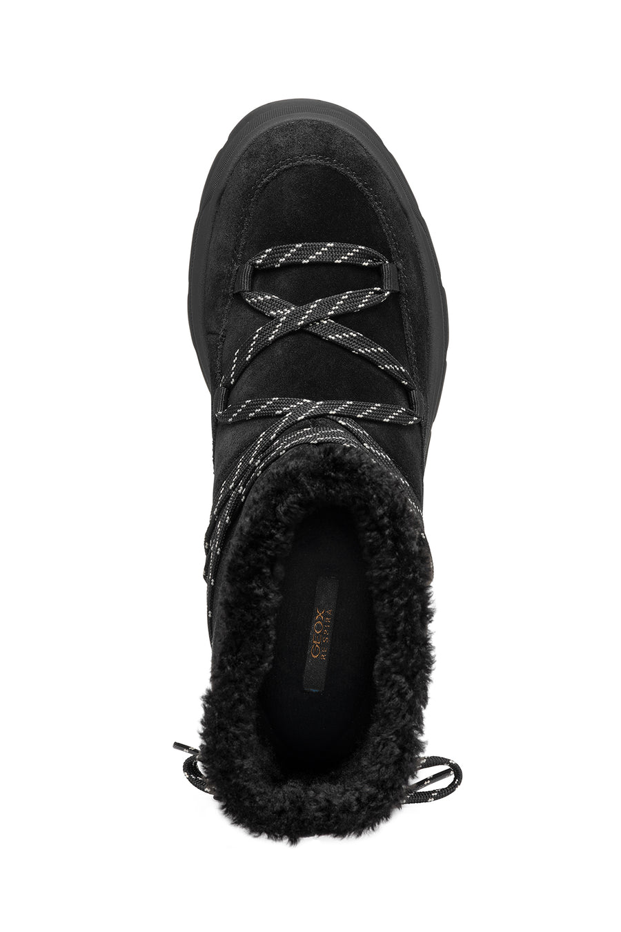 Geox Women's Black Spherica Ec7.1 Abx Waterproof Suede Leather Boots with Fur