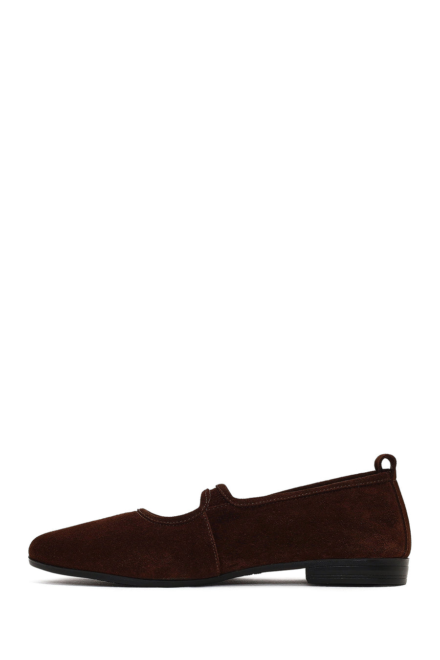 Women's Brown Buckled Suede Leather Ballet Flat