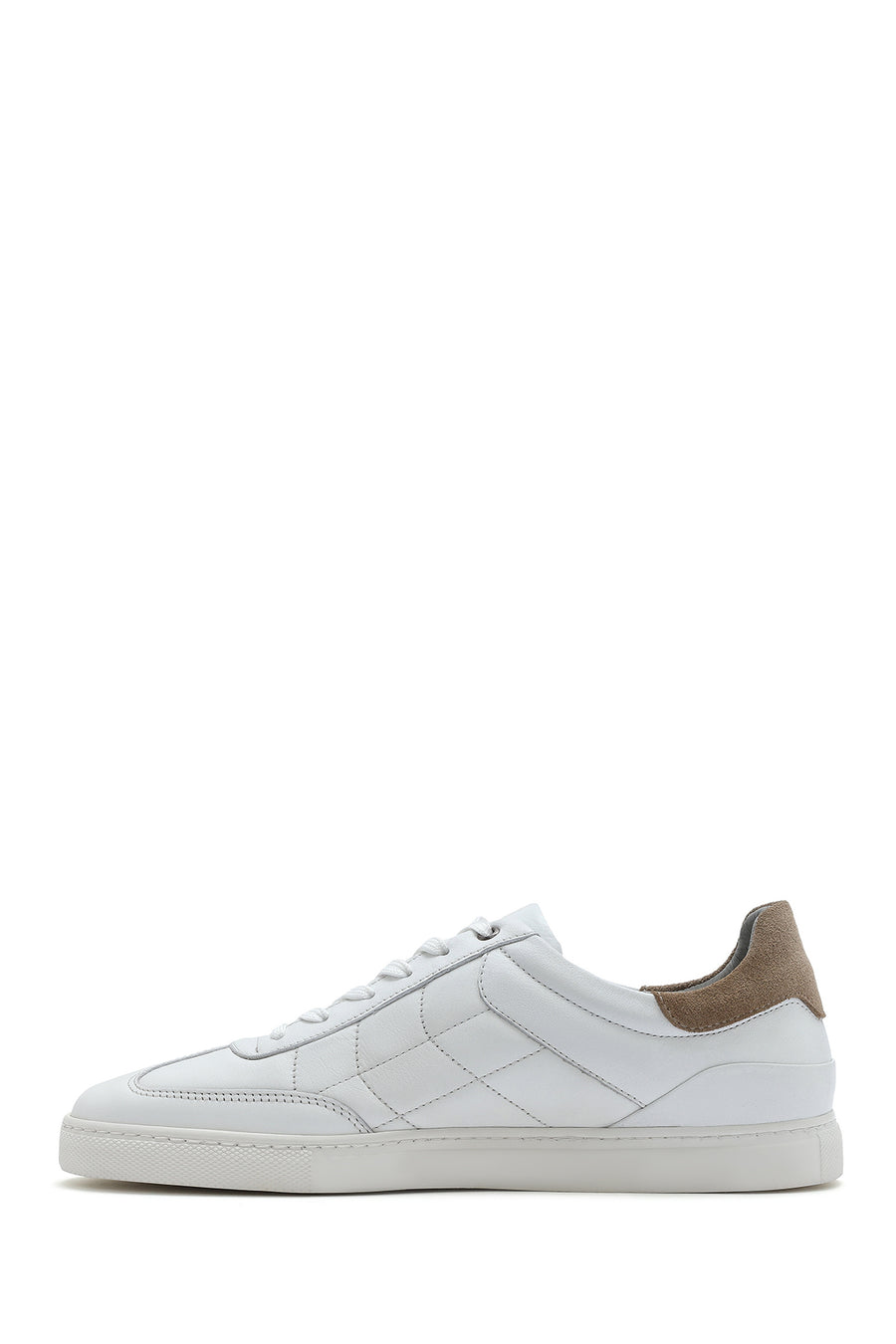 Men's White Lace-up Leather Sneaker