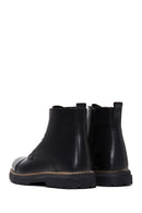 Men's Black Leather Zippered Casual Boots | Derimod