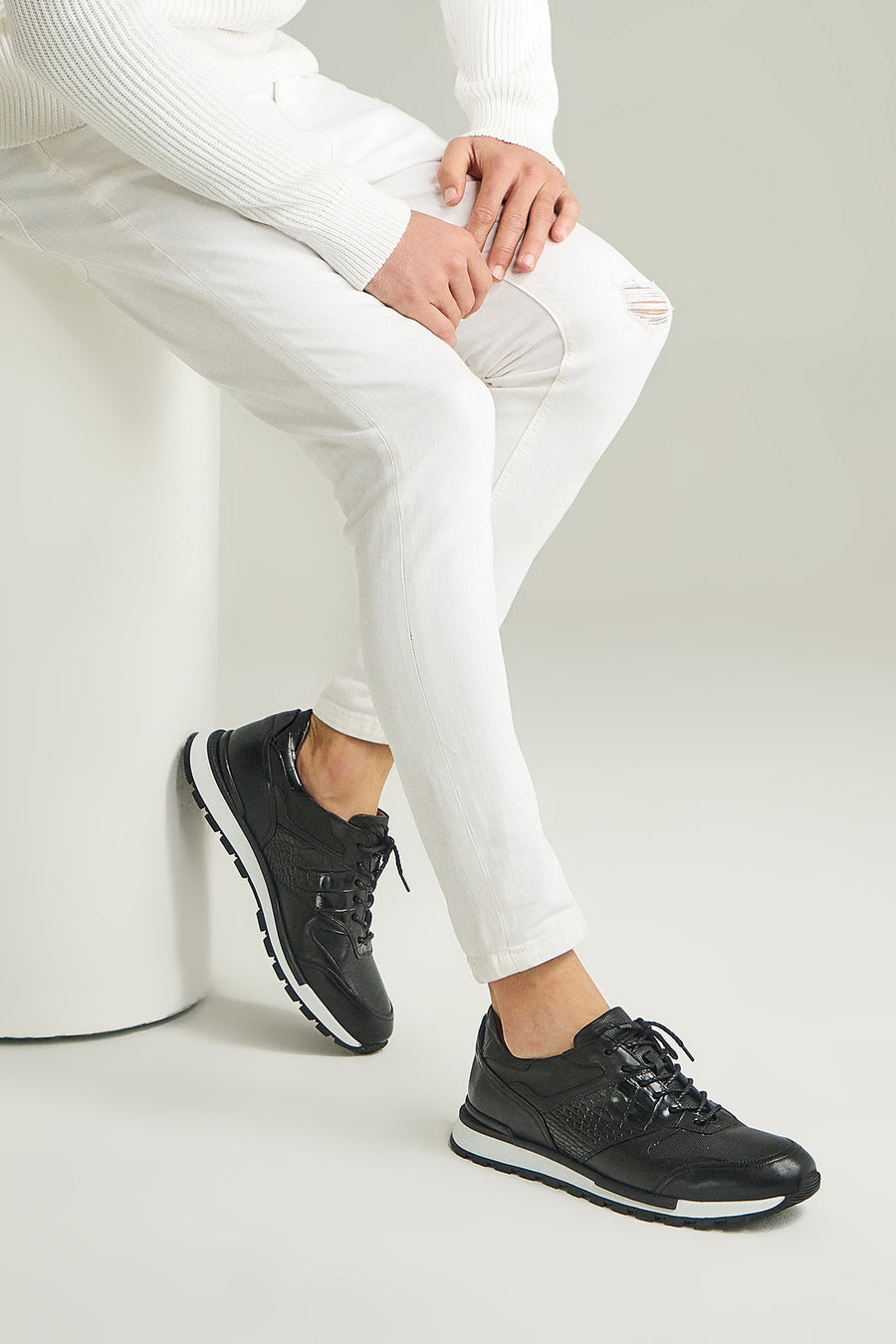 Crocodile Patterned Men's Leather Sneaker