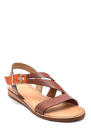 Women's Tan Leather Bodrum Sandals | Derimod