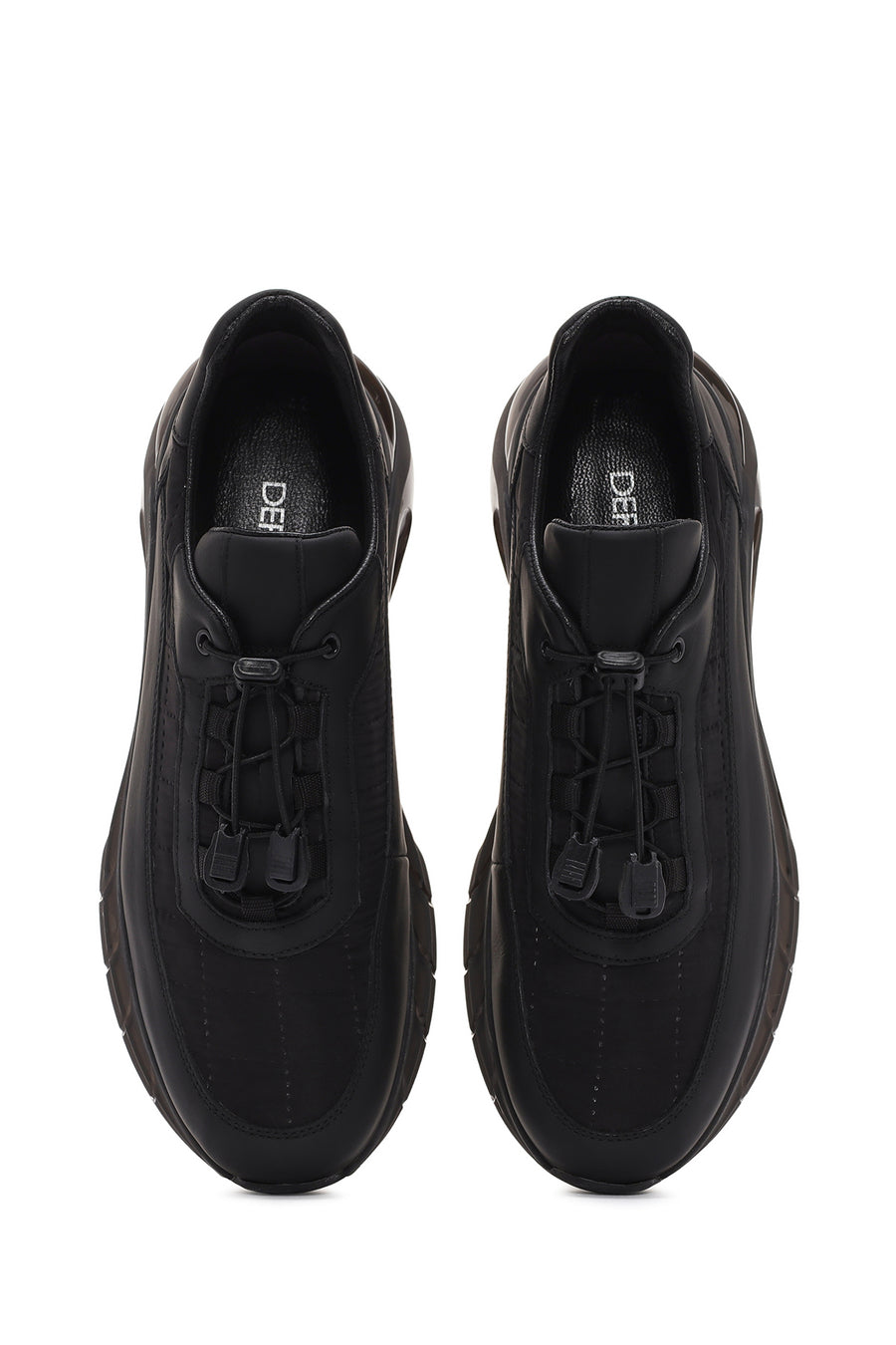 
Men's Black Thick Sole Lace-Up Leather Sneaker
