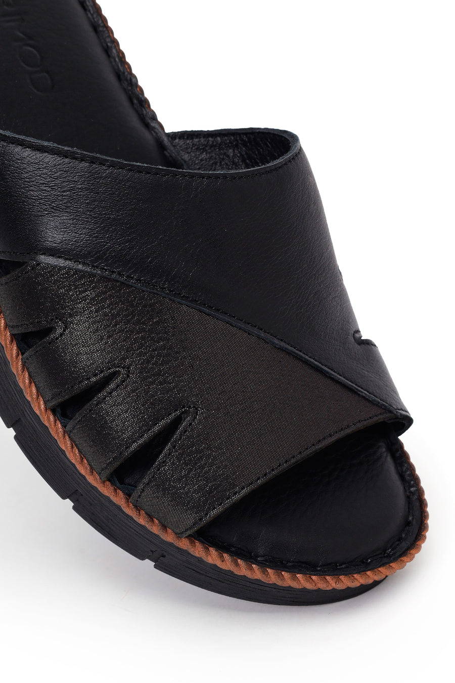 Woman Black Leather Comfort Slipper