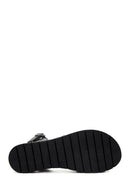 Women's Black Leather Bodrum Sandals | Derimod