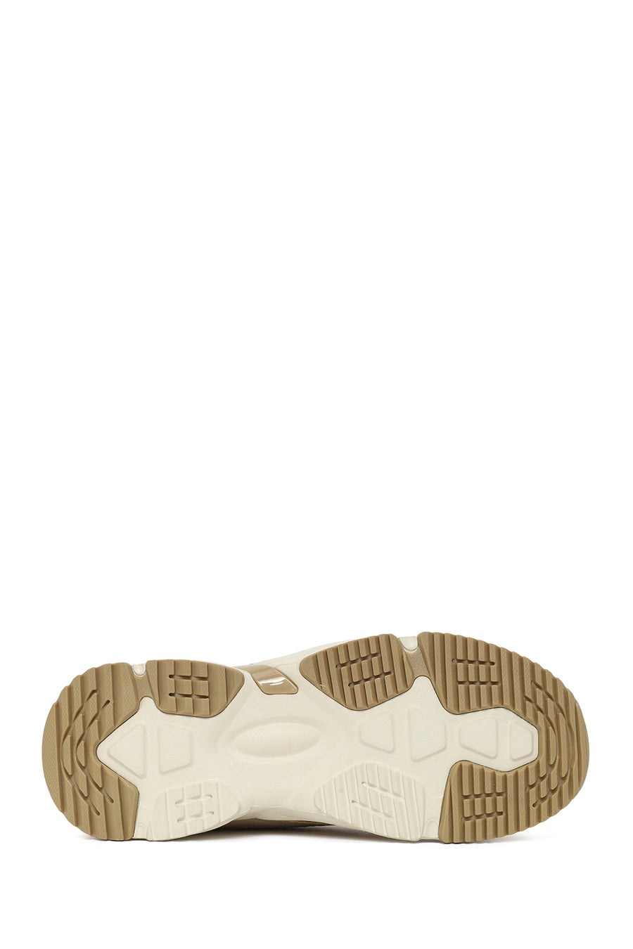 Woman Beige Thick-Soled Lace-Up Sneakers