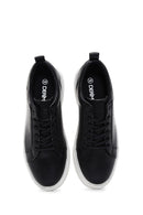 Men's Black Leather Printed Sneaker | Derimod