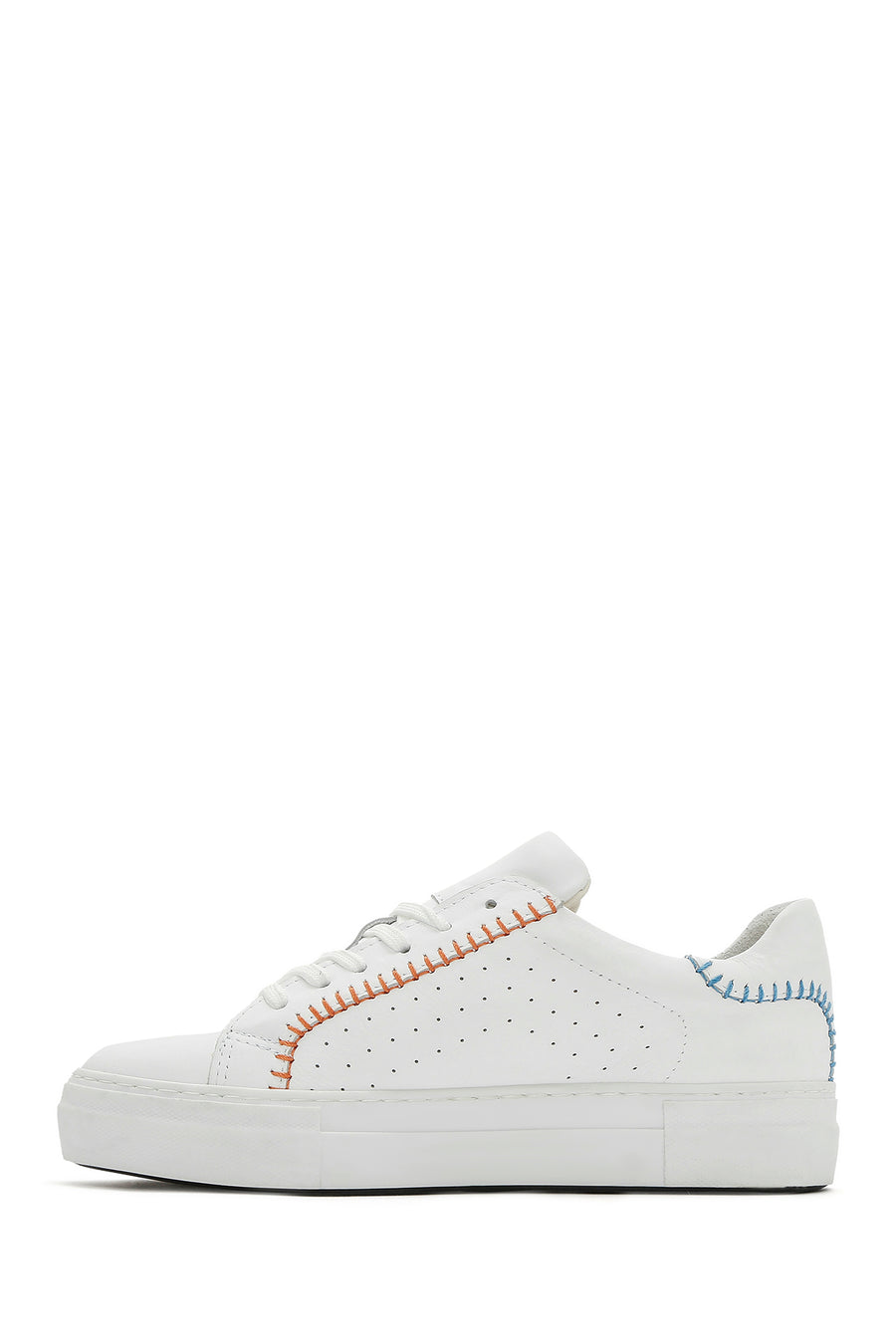 Women's White Lace-Up Leather Sneaker