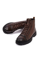 Male Brown Zip Closure Leather Casual Boots | Derimod