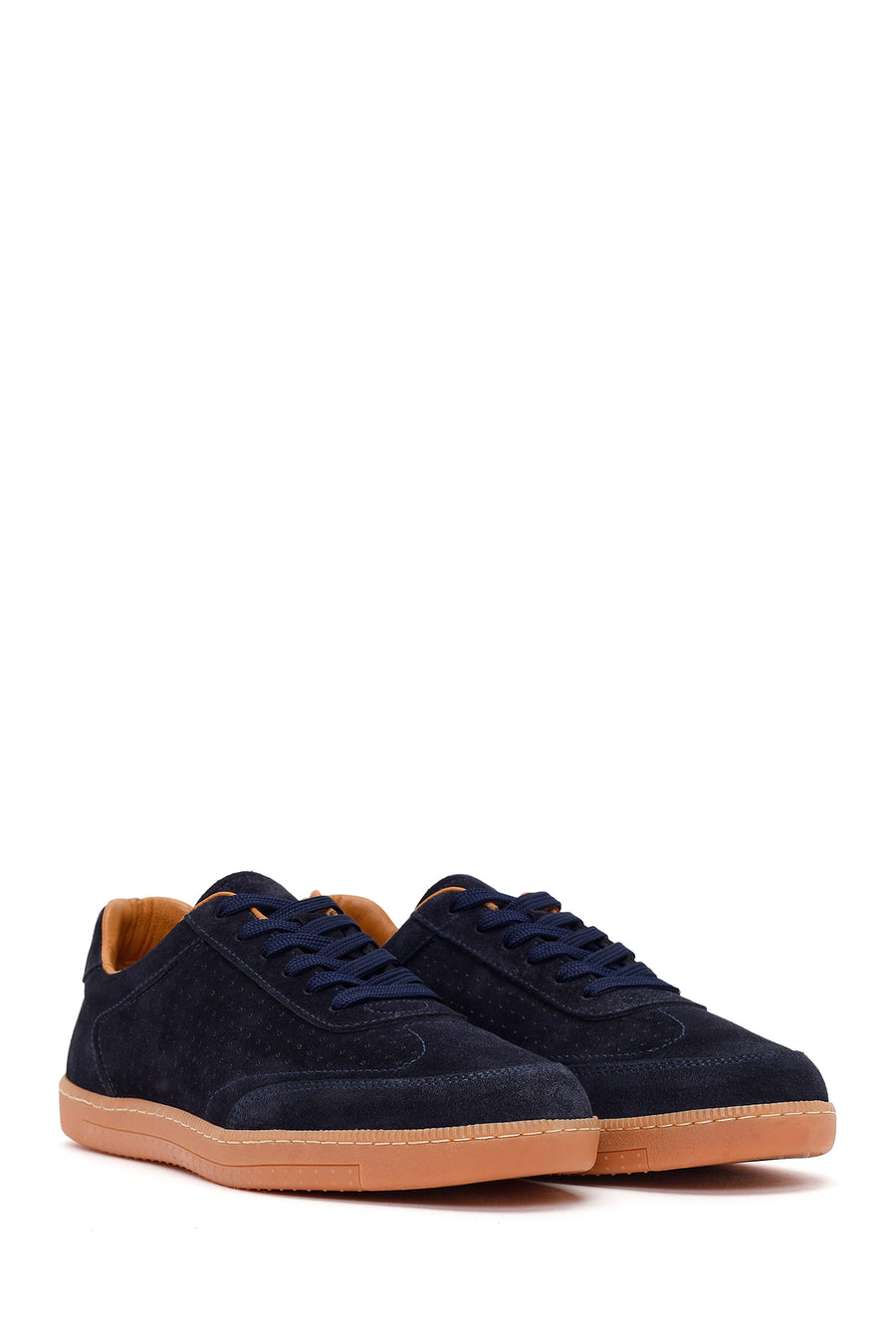 Men's Navy Blue Lace-up Suede Leather Sneaker
