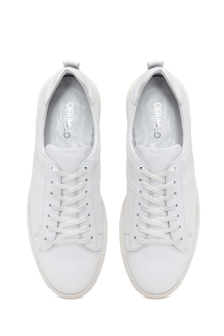 Male White Lace-Up Leather Sneaker