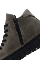 Men's Gray Zippered Casual Nubuck Leather Boots | Derimod