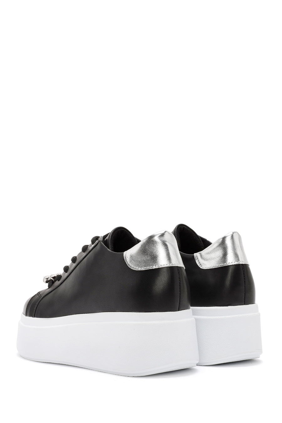 Kadın Siyah Bağcıklı Kalın Tabanlı Sneaker