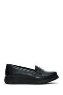 Women's Black Leather Comfort Loafer | Derimod