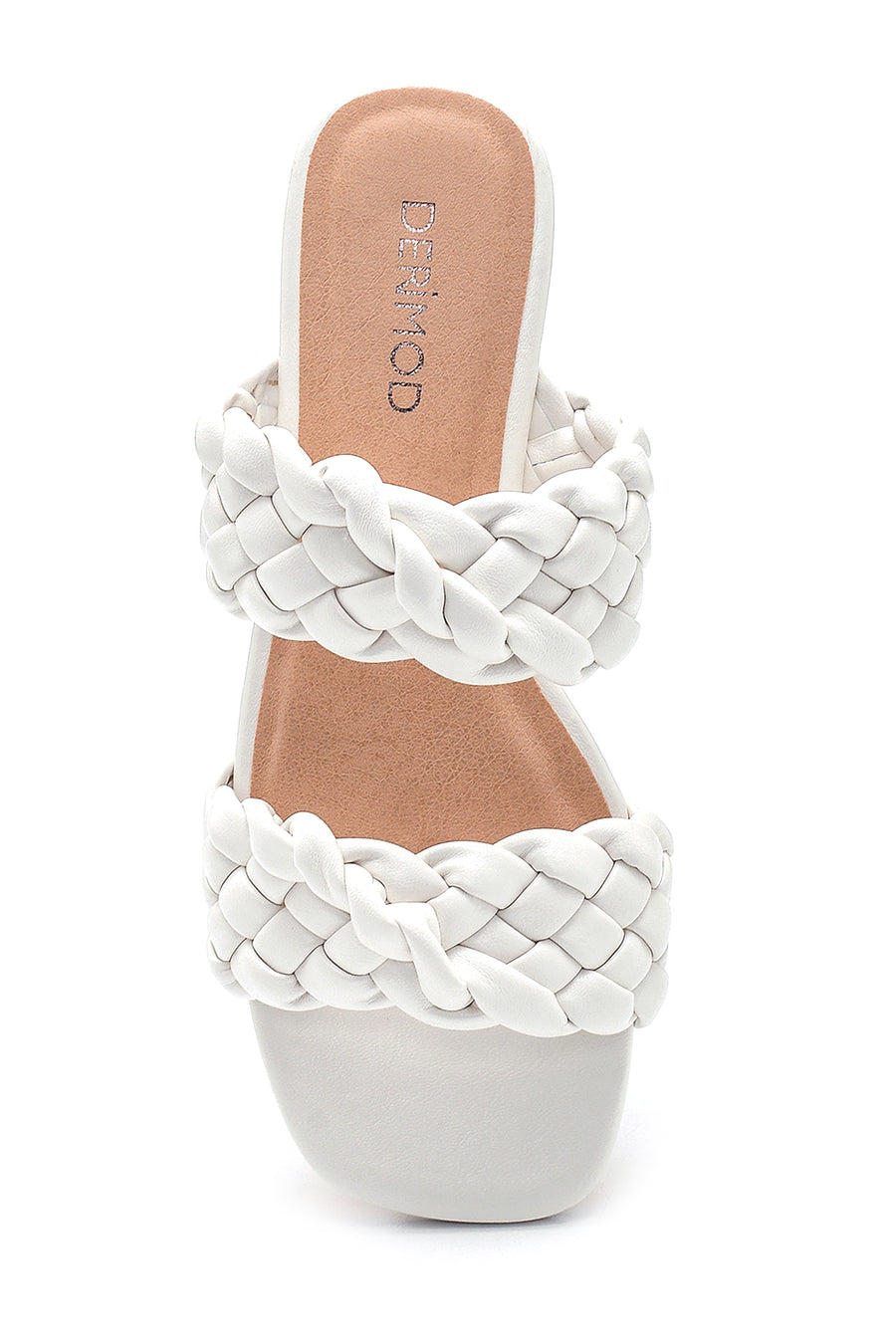 Women's White Braided Flat Slippers