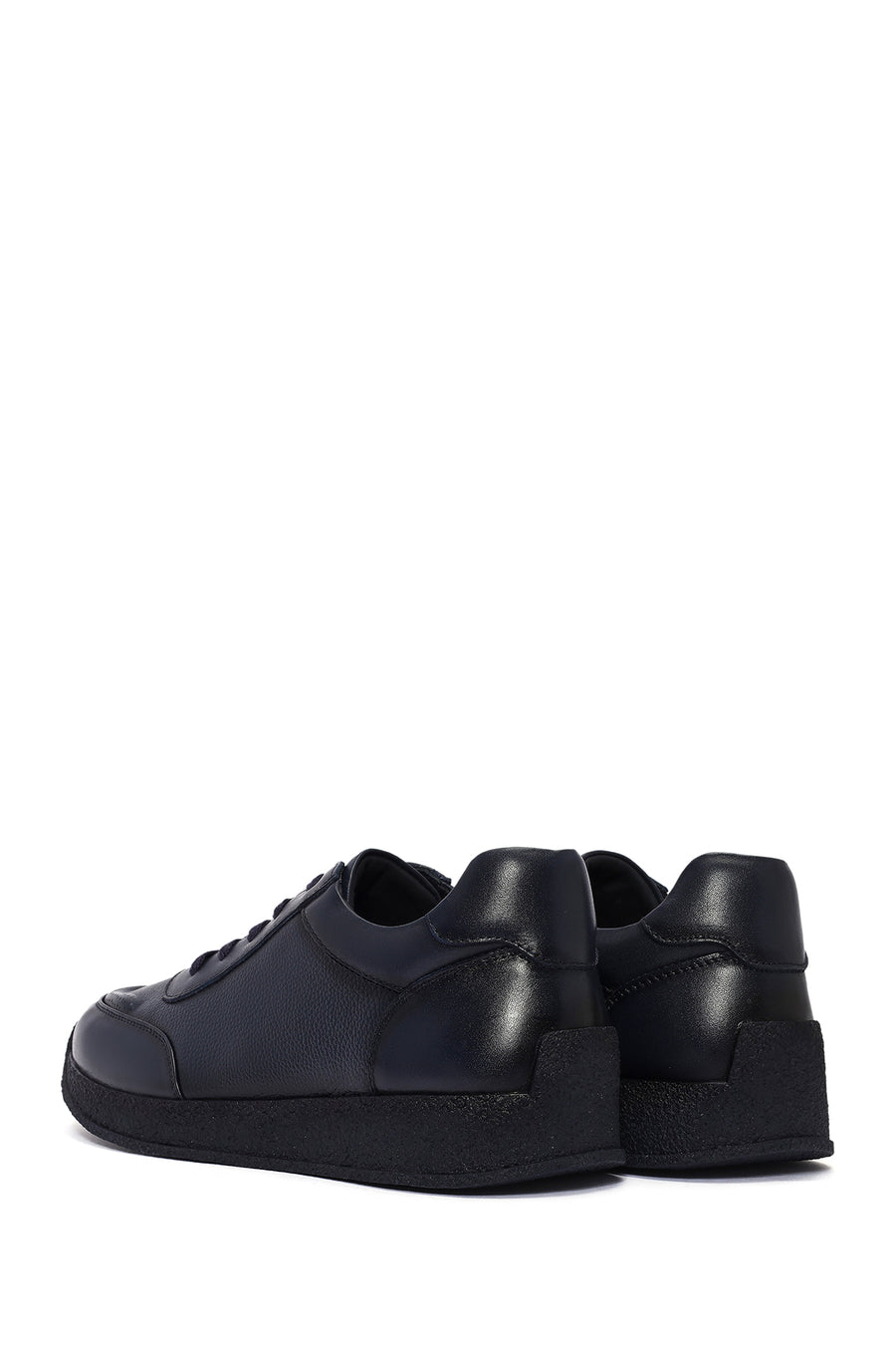 Men's Navy Blue Lace-Up Leather Sneaker