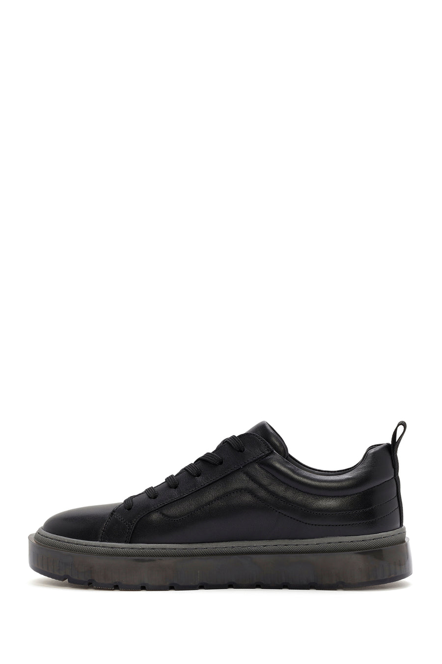 Men's Black Lace-up Leather Sneaker