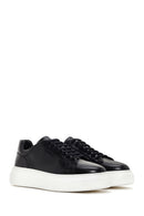 Men's Black Lace-up Thick-Sole Leather Sneaker | Derimod