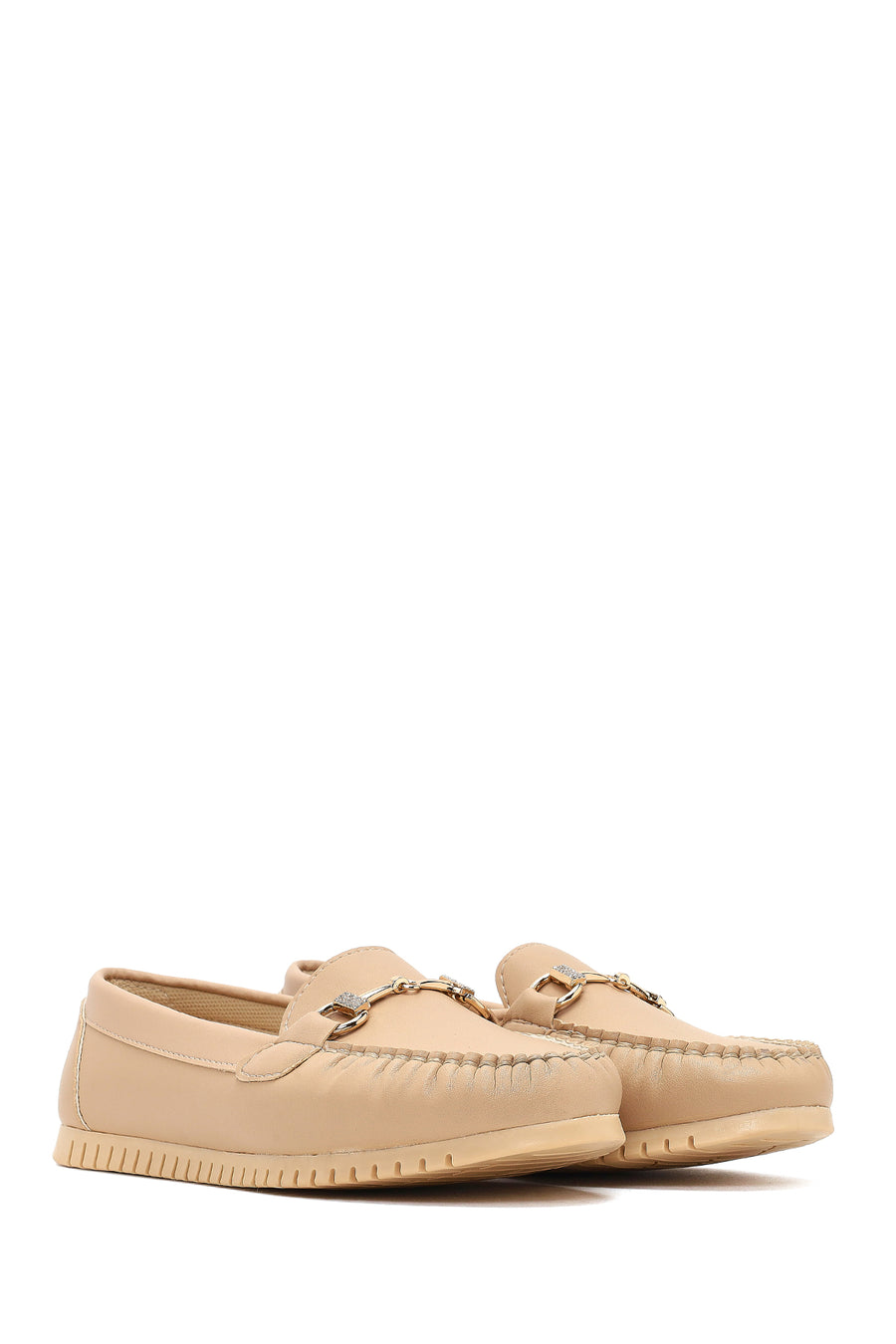 Kadın Bej Tokalı Loafer