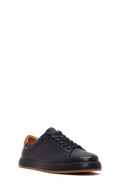 Erkek Siyah Bağcıklı Deri Sneaker | Derimod