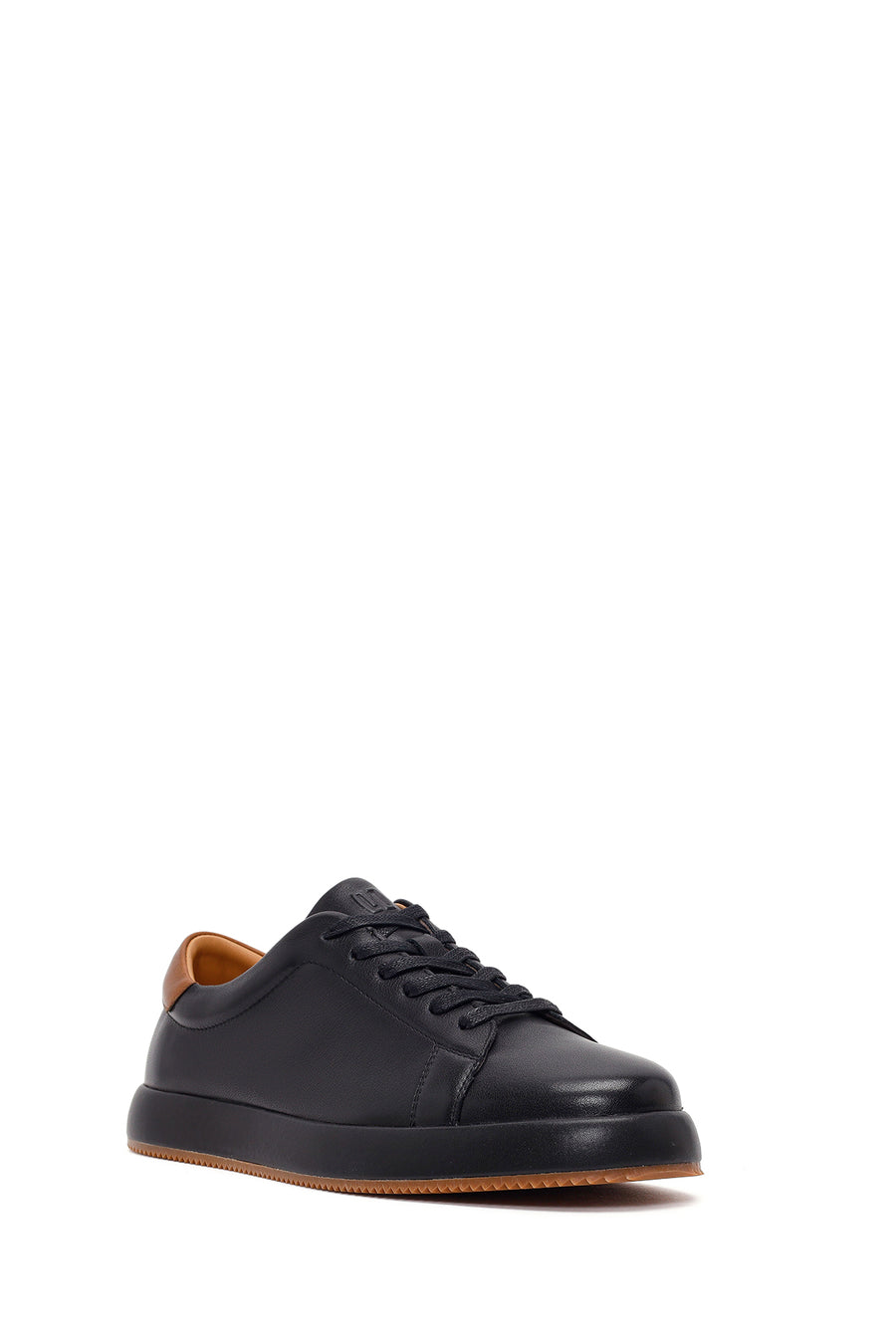 Erkek Siyah Bağcıklı Deri Sneaker
