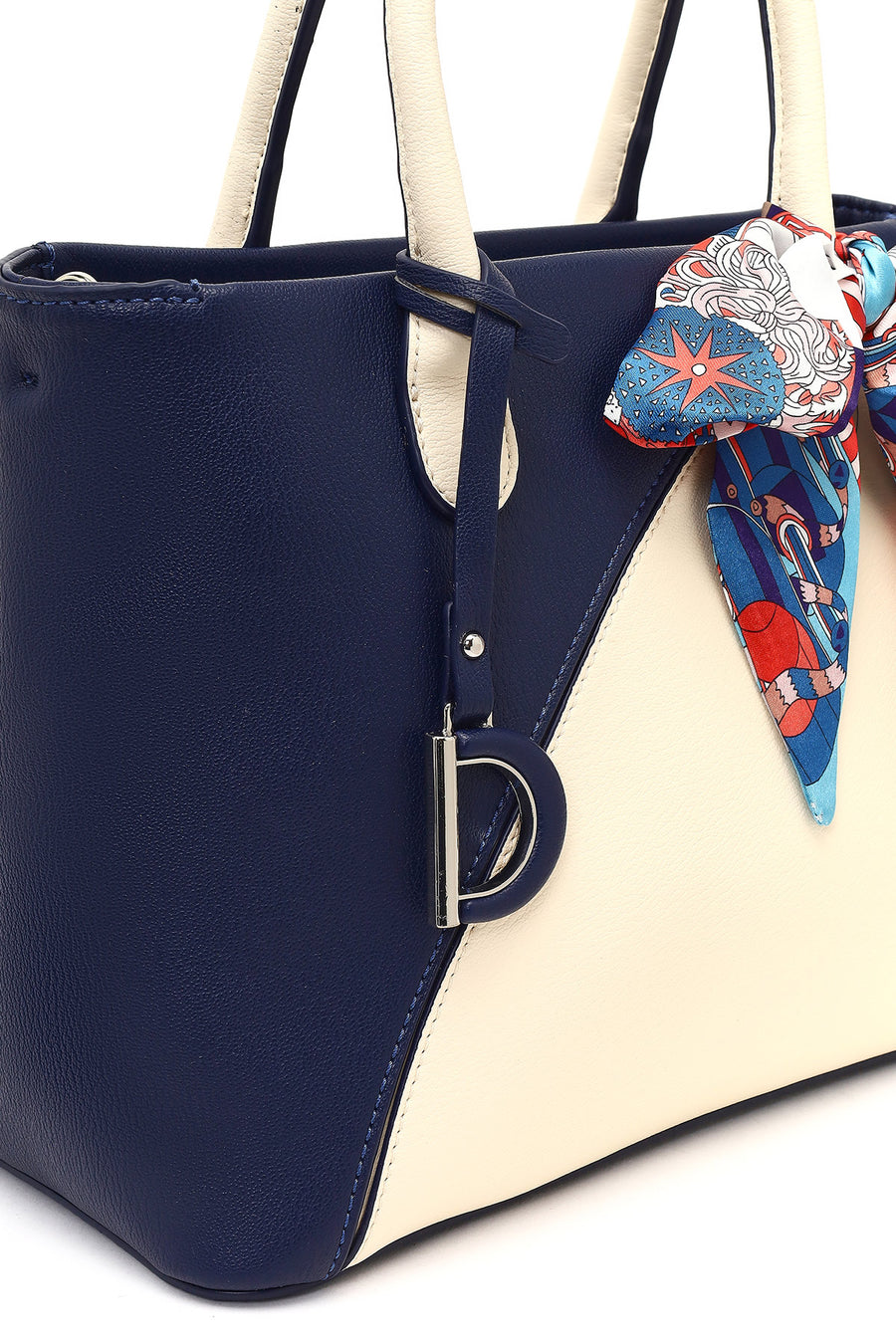 Women's Navy Blue Long Strap Accessorized Shoulder Bag