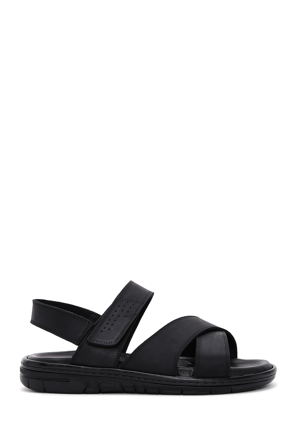 Men's Black Nubuck Leather Sandals 23SFD6252V3 | Derimod